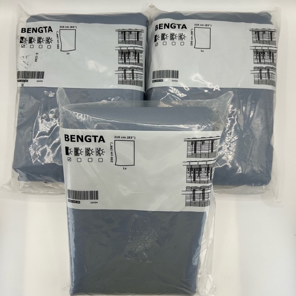 IKEA Bengta Black Out Curtain Panel Set Of 3 Size 83x98” New In Package - Picture 6 of 15